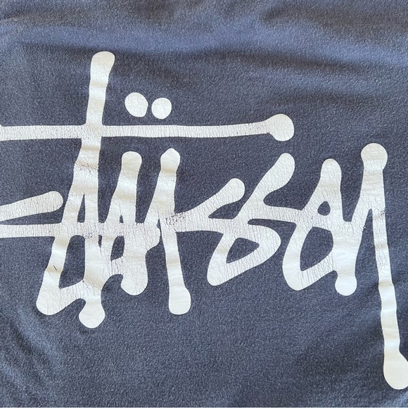 VTG Stussy Logo Streetwear Surf Crewneck Faded Distressed Blue Gray Mexico Small - Picture 4 of 10